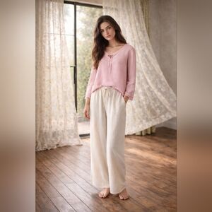 Jackpot Copenhagen Baby Pink Linen Blouse |Cottagecore Top